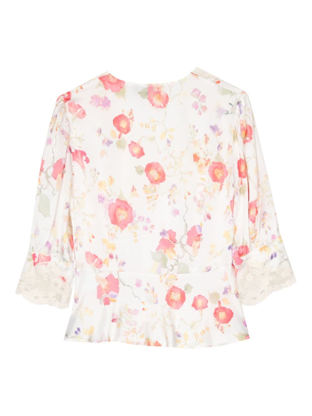 Rixo Amanda floral print satin blouse - Wit