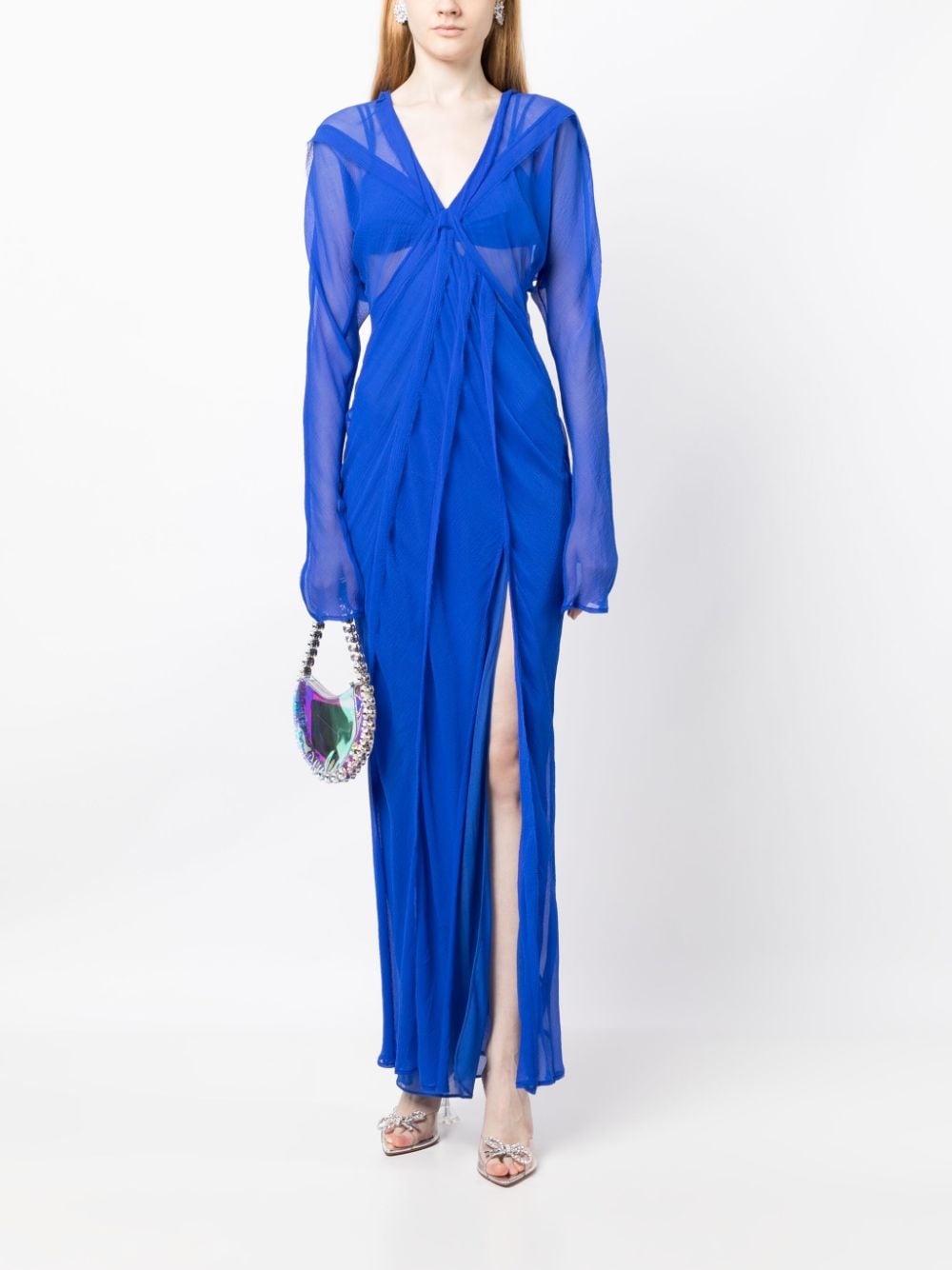 Rachel Gilbert Semi-doorzichtige maxi-jurk - Blauw