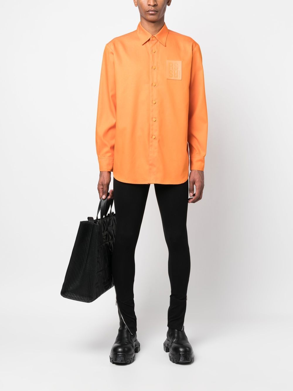 Raf Simons Overhemd met logopatch - Oranje
