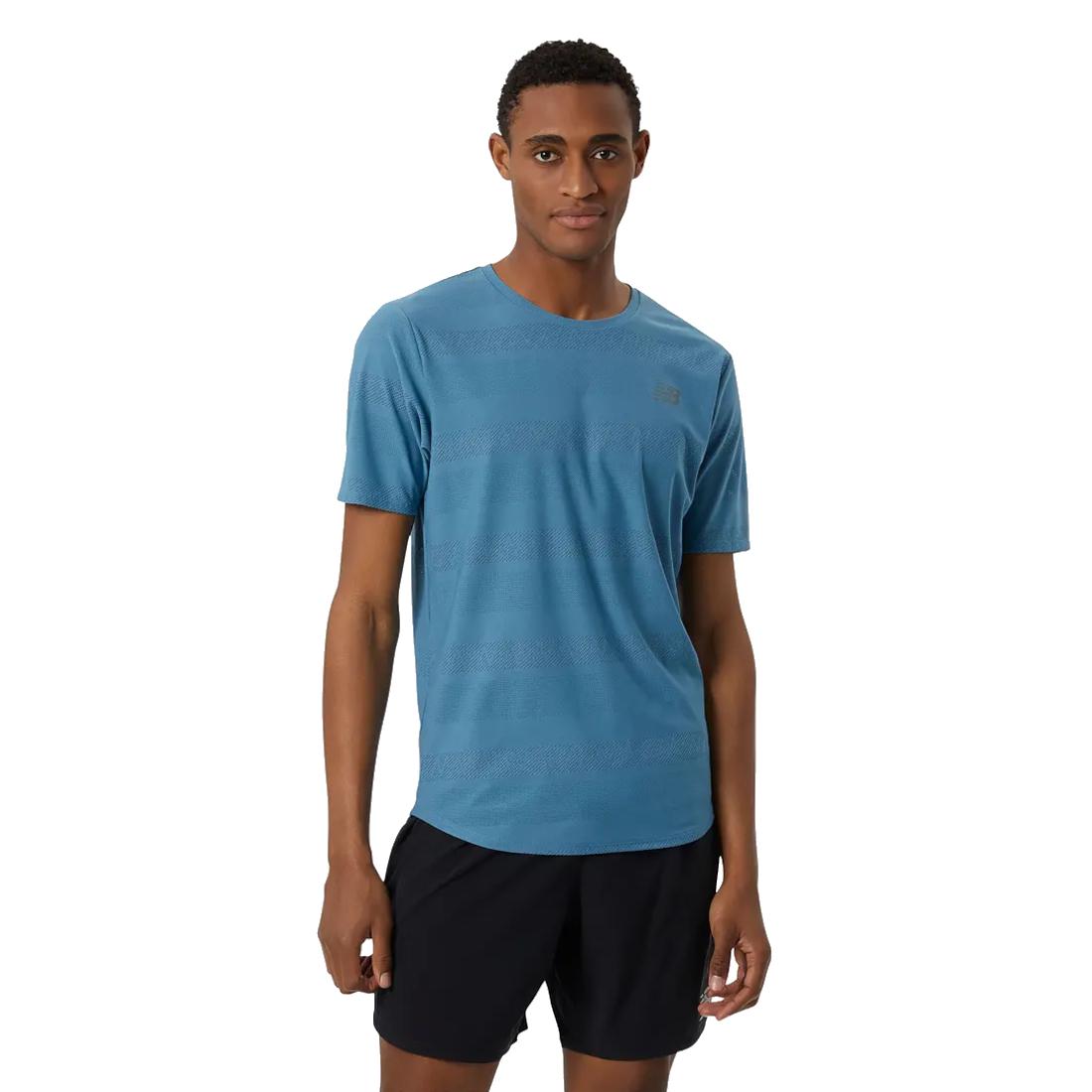 New Balance Q Speed Jacquard SS Tee, Mens blue T-shirt