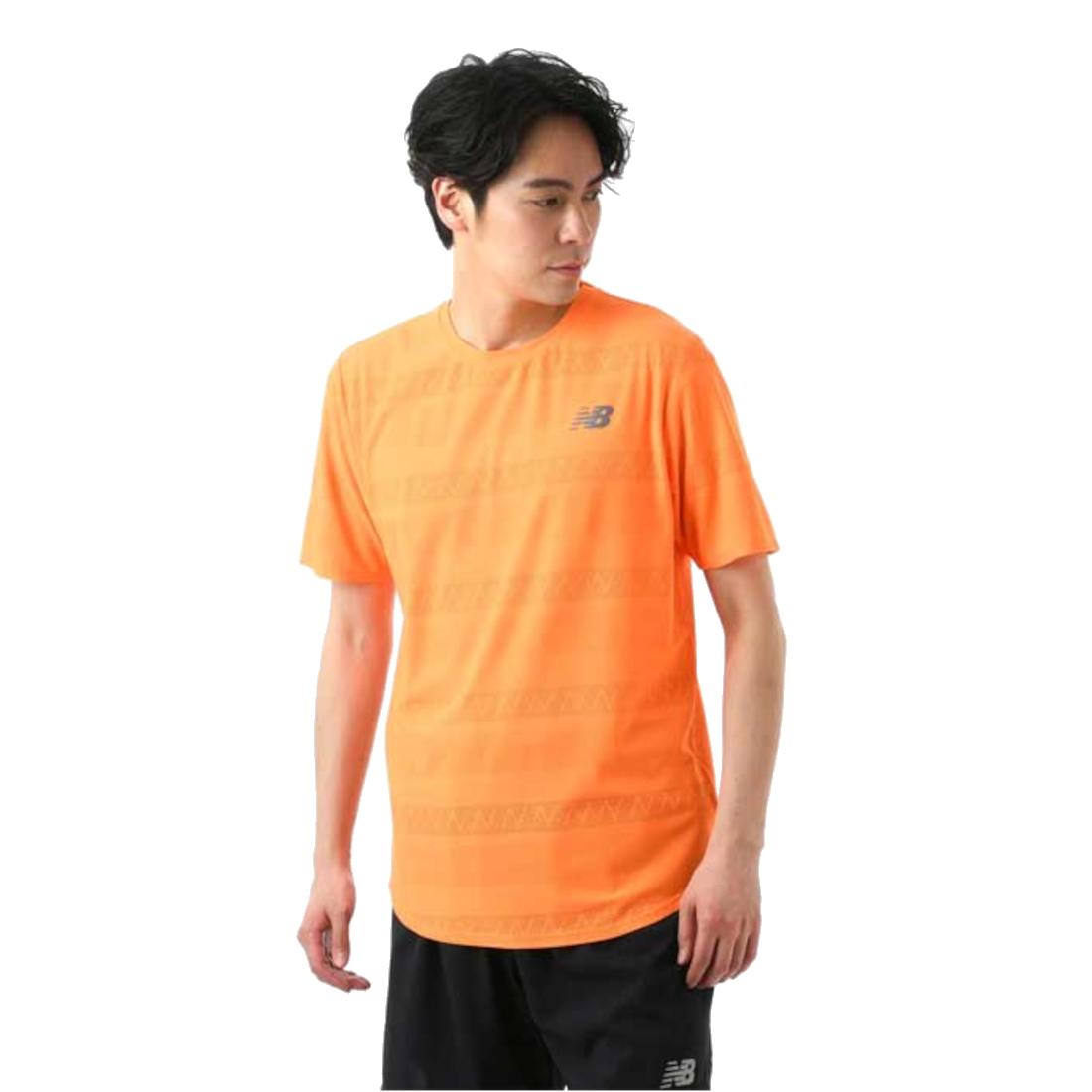 New Balance Q Speed Jacquard SS Tee, Mens orange T-shirt