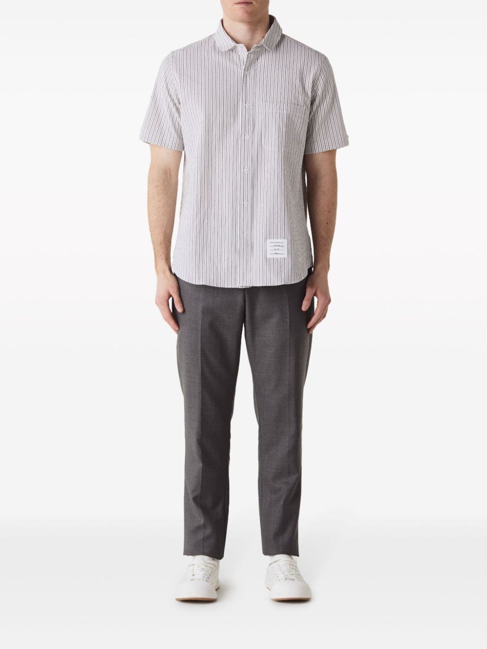 Thom Browne striped seersucker cotton shirt - Grijs