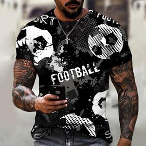 HerSight Mannen 3D Voetbal Print T-shirt Zomer Tee Liefhebbers Kleding Man O Hals Korte Mouw Losse Tops Ademende Koppels shirts