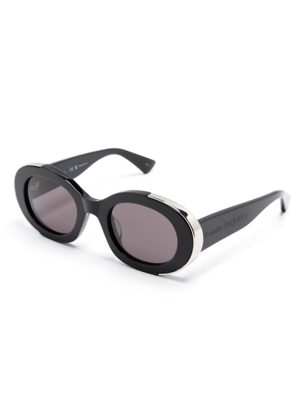 Alexander McQueen Eyewear Zonnebril met ovaal montuur - Zwart