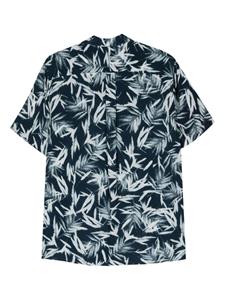 Xacus Overhemd met bladerprint en korte mouwen - Blauw