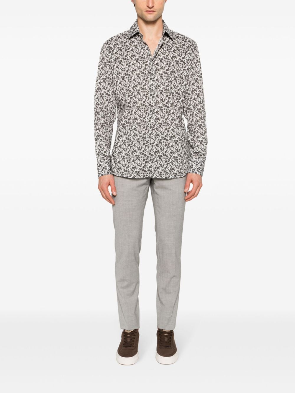 Karl Lagerfeld Overhemd met bloemenprint - Grijs