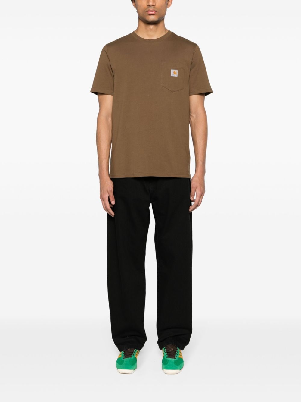 Carhartt WIP T-shirt met logopatch - Bruin