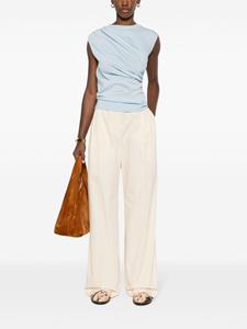 Maison Kitsuné logo-embroidered pleated straight trousers - Beige