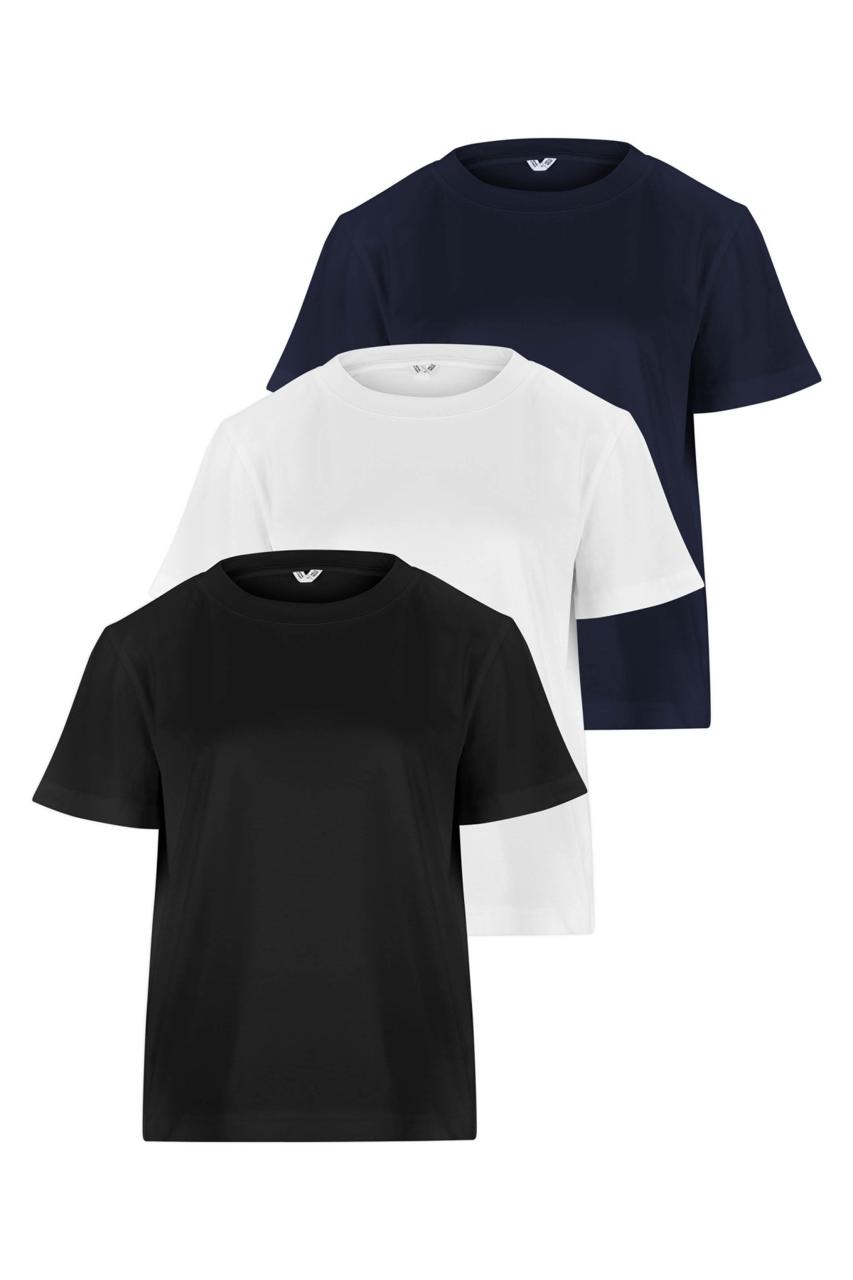 MELA Damen vegan Multipack T-Shirt Khira Schwarz Weiß Navy