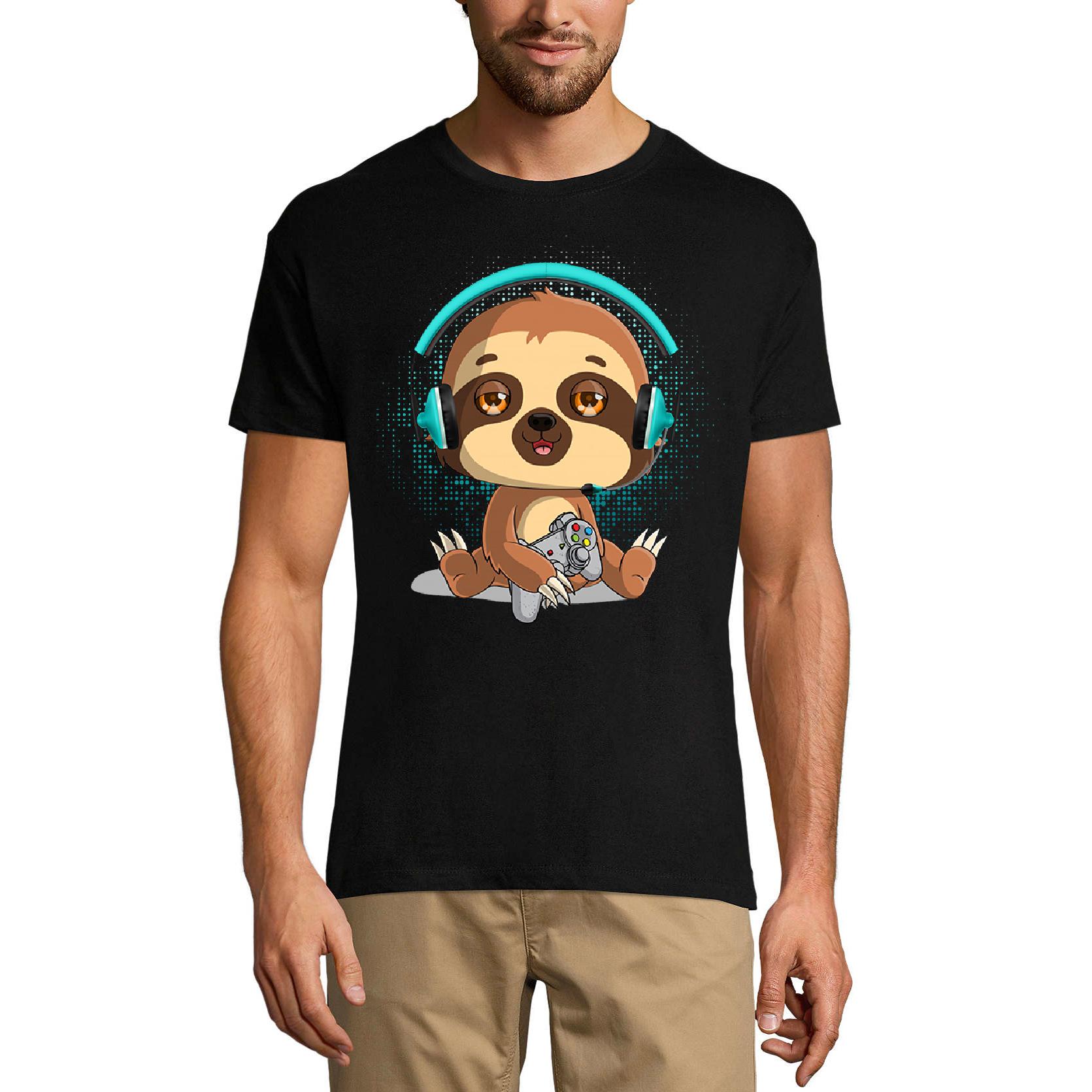 Ultrabasic Heren gaming T-shirt Lazy Sloth Gamer - grappig shirt voor gamers