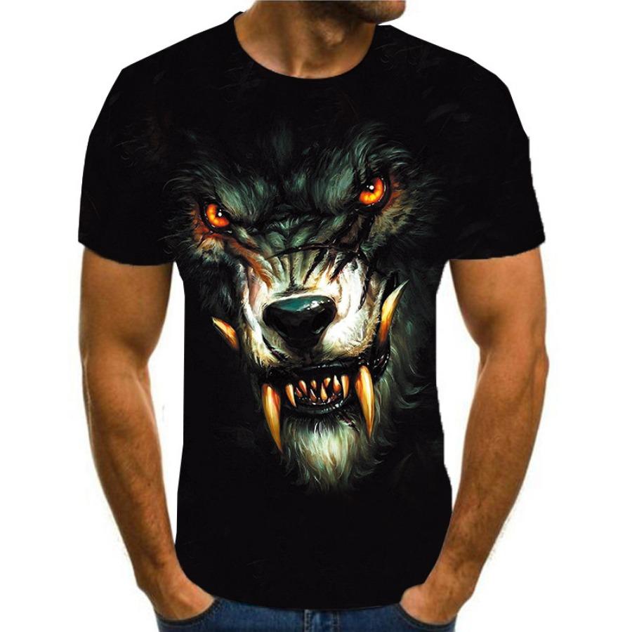 HerSight Lion Tiger Animal Pattern Summer Tops Men Tees Plus Size Clothing Casual 3D Print T Shirt O Neck Short Sleeve Top Breathable Man Shirts