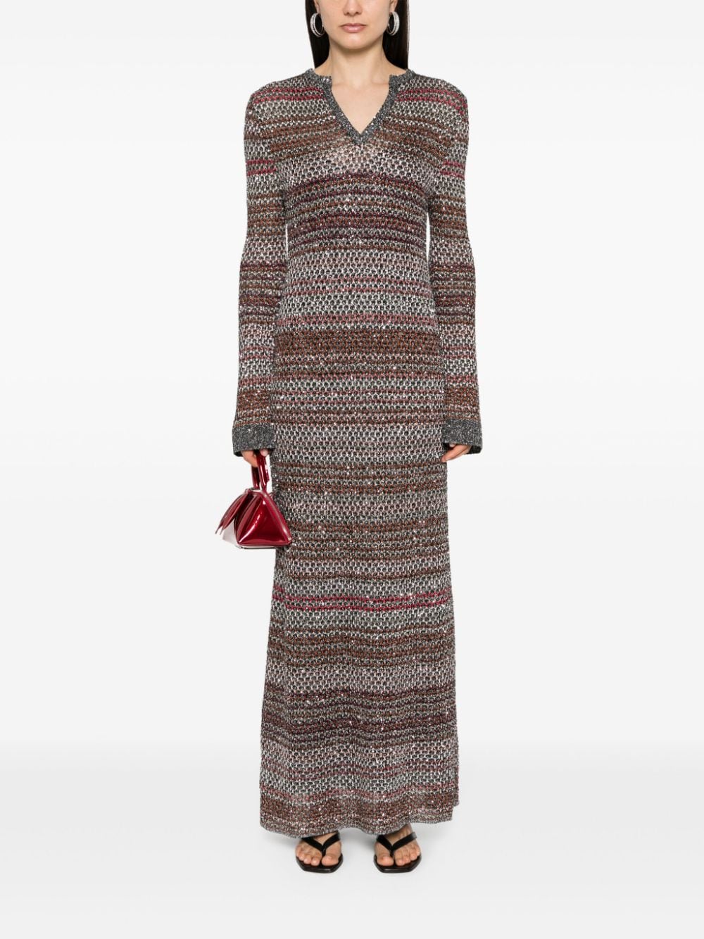 Missoni V-neck zigzag knitted dress - Zwart