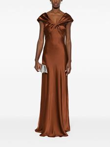 Alberta Ferretti twisted satin maxi dress - Bruin