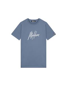 Malelions Men Essentials T-Shirt - Stone Blue/White