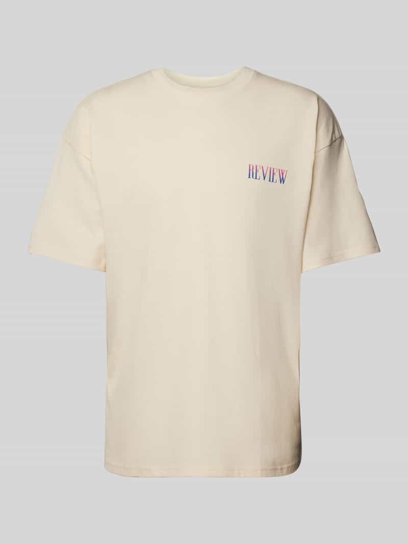 REVIEW T-shirt met motiefstitching en ronde hals