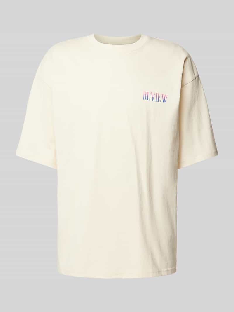 REVIEW T-shirt met labelprint en ronde hals