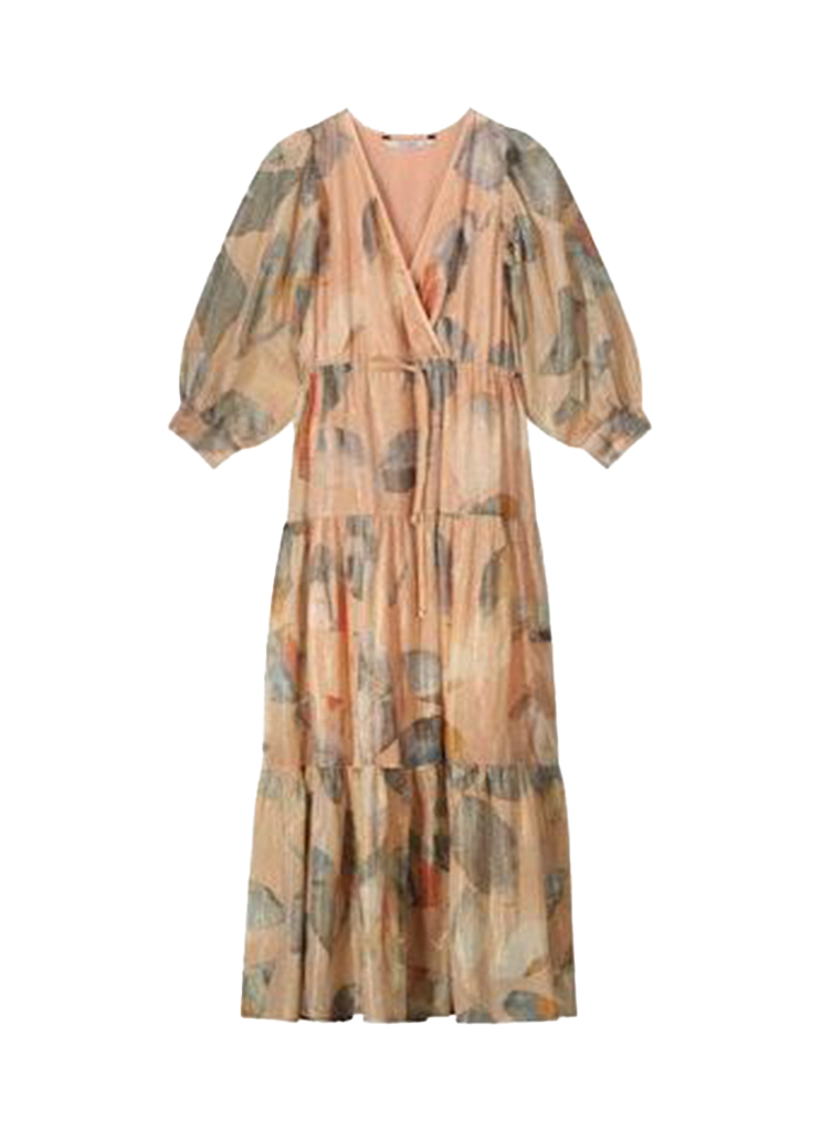 SUMMUM Female Jurken Quinty: Dress Long Leaves With Lurex 5s1572-12031