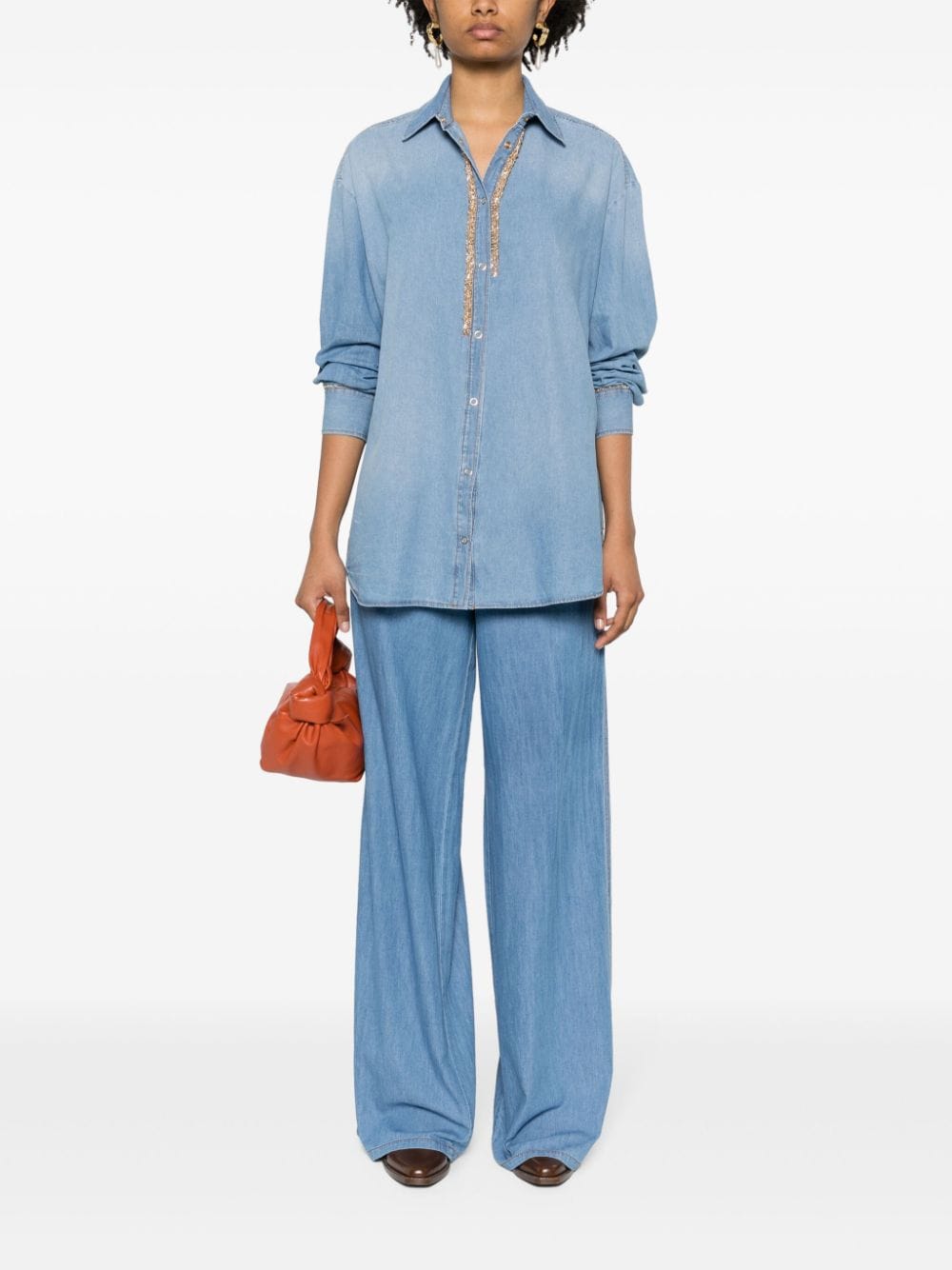 Ermanno Scervino Katoenen blouse met schakelkettingprint - Blauw