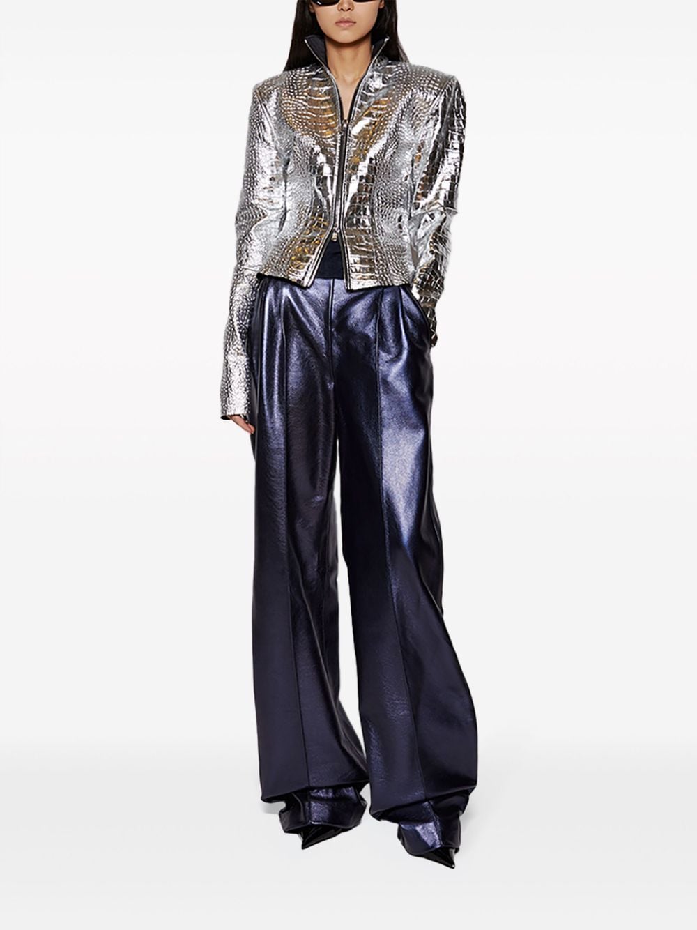 LaQuan Smith panelled high-shine trousers - Blauw