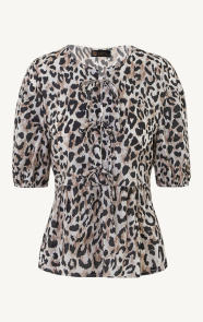 The Musthaves Leopard Pofmouwen Peplum Top