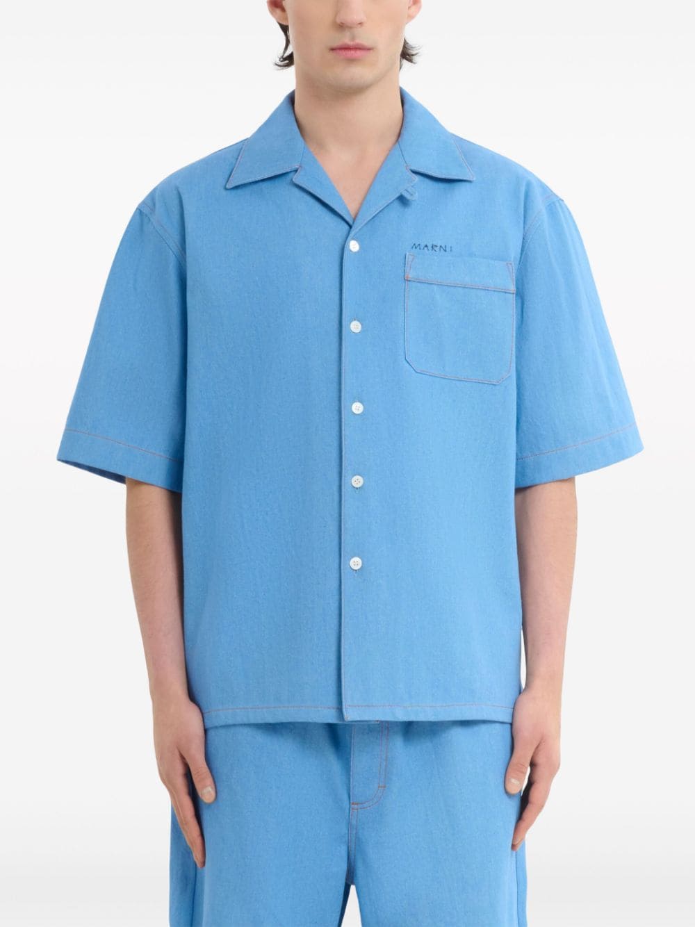 Marni Katoenen overhemd met opgestikte zak - Blauw