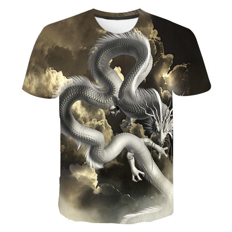 HerSight Men 3D Dragon Print T Shirt Summer Tee Lovers Clothing Man O Neck Short Sleeve Loose Tops Breathable Couples Shirts