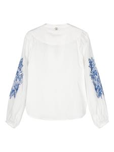 TWINSET floral-embroidery chambray blouse - Wit