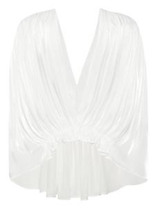 Genny Gedrapeerde lamé blouse - Wit