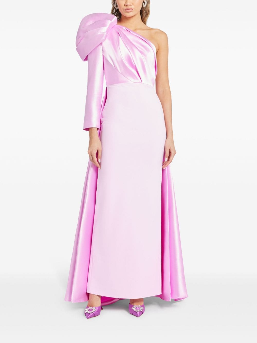 Solace London Malia one-shoulder gown - Roze