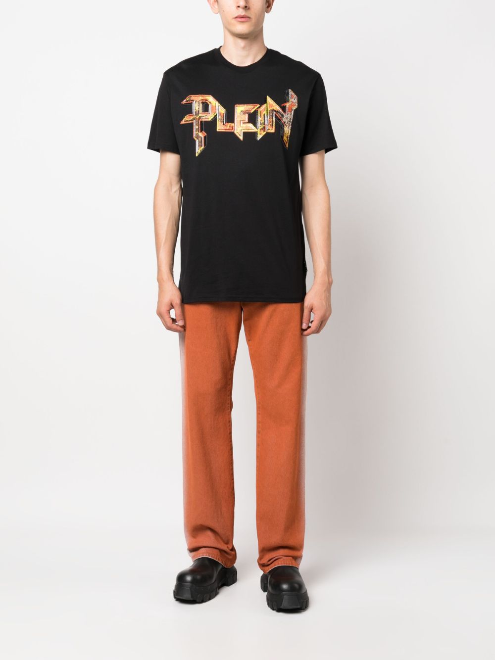 Philipp Plein T-shirt verfraaid met edelstenen - Zwart