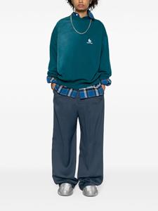 Balenciaga logo-waistband straight-leg pants - Blauw