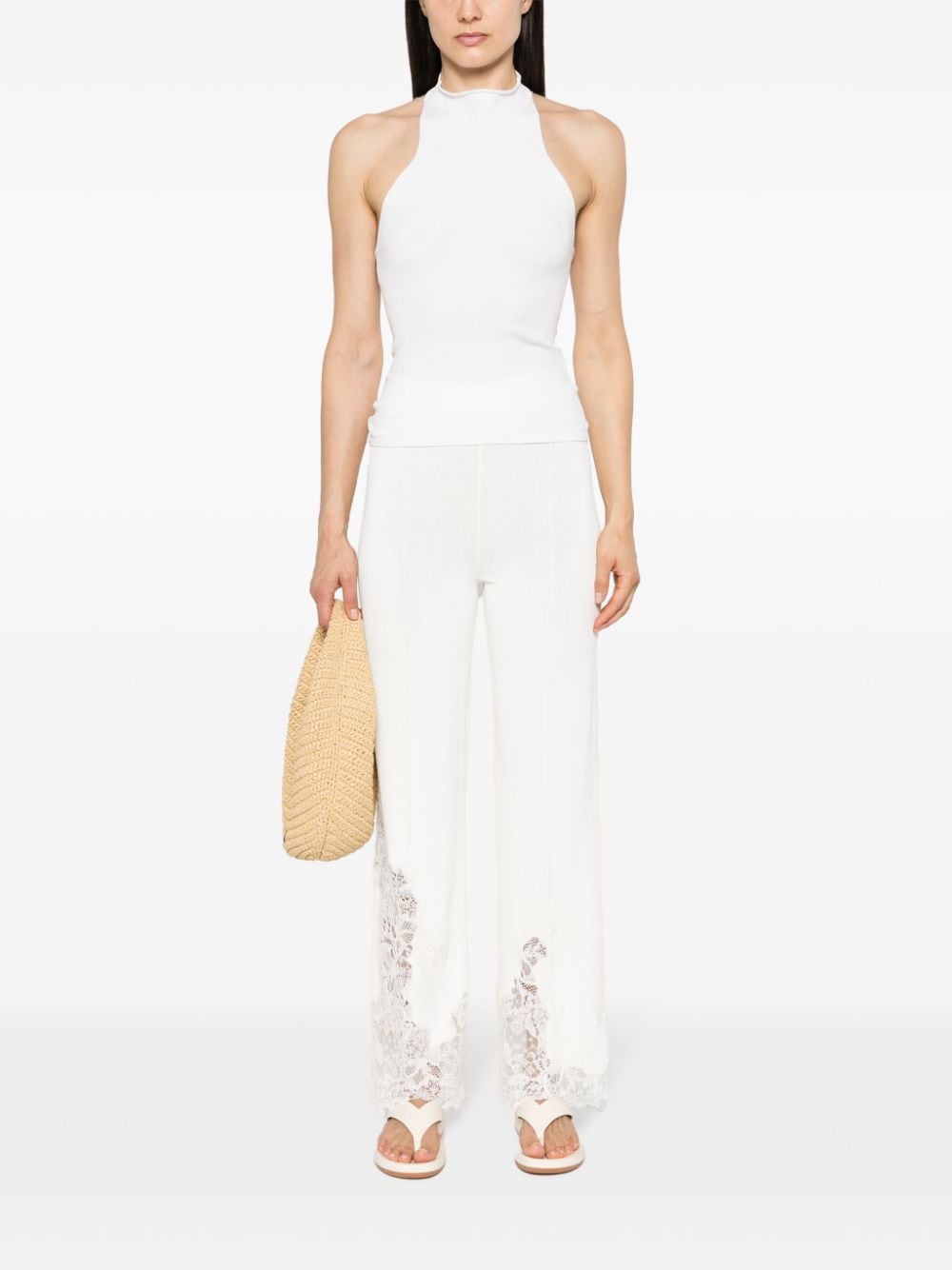 Ermanno Scervino chantilly-lace straight trousers - Beige