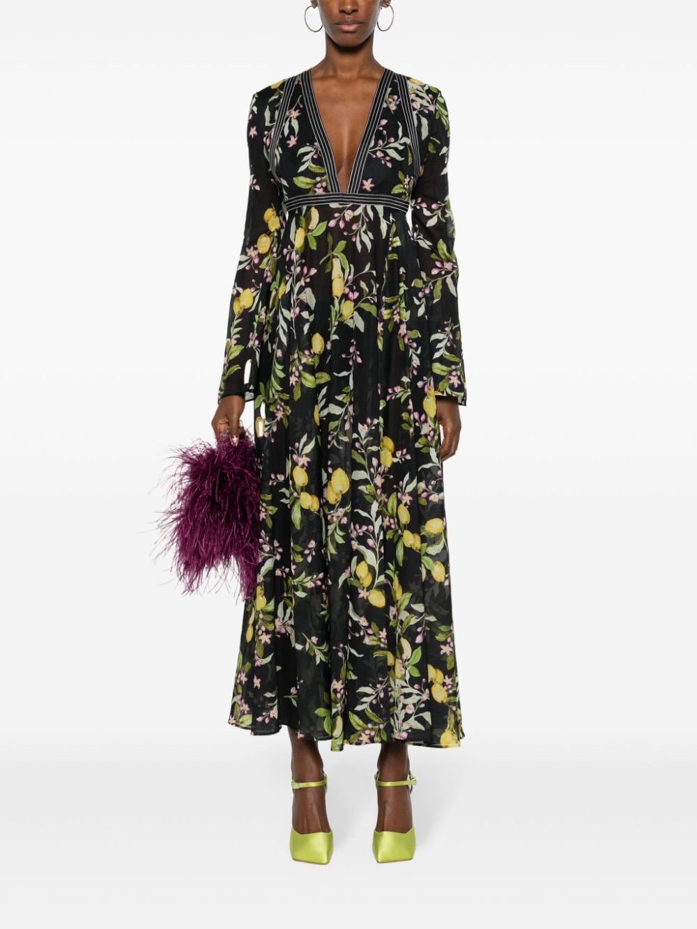 Giambattista Valli Maxi-jurk met bloemenprint - Zwart