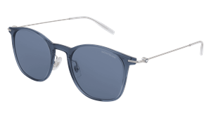 Kering Eyewear Montblanc MB0098S Herren-Sonnenbrille Vollrand Panto Kunststoff-Gestell, blau