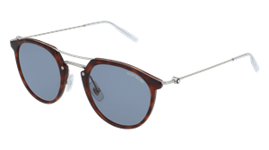 Kering Eyewear Montblanc MB0204S Herren-Sonnenbrille Vollrand Pilot Kunststoff-Gestell, braun