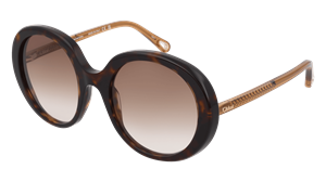 Kering Eyewear Chloé CH0007S Damen-Sonnenbrille Vollrand Oval Kunststoff-Gestell, braun