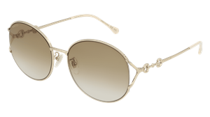 Kering Eyewear Gucci GG1017SK Damen-Sonnenbrille Vollrand Rund Metall-Gestell, gold