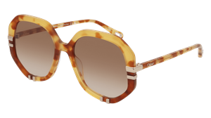 Kering Eyewear Chloé CH0105S Unisex-Sonnenbrille Vollrand Achteckig Bio-Acetat-Gestell, gelb