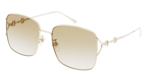 Kering Eyewear Gucci GG 1018SK Damen-Sonnenbrille Vollrand Eckig Metall-Gestell, gold