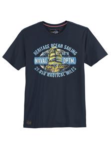 redfield Rundhalsshirt Große Größen Herren T-Shirt navy Print Naval DPTM Redfield