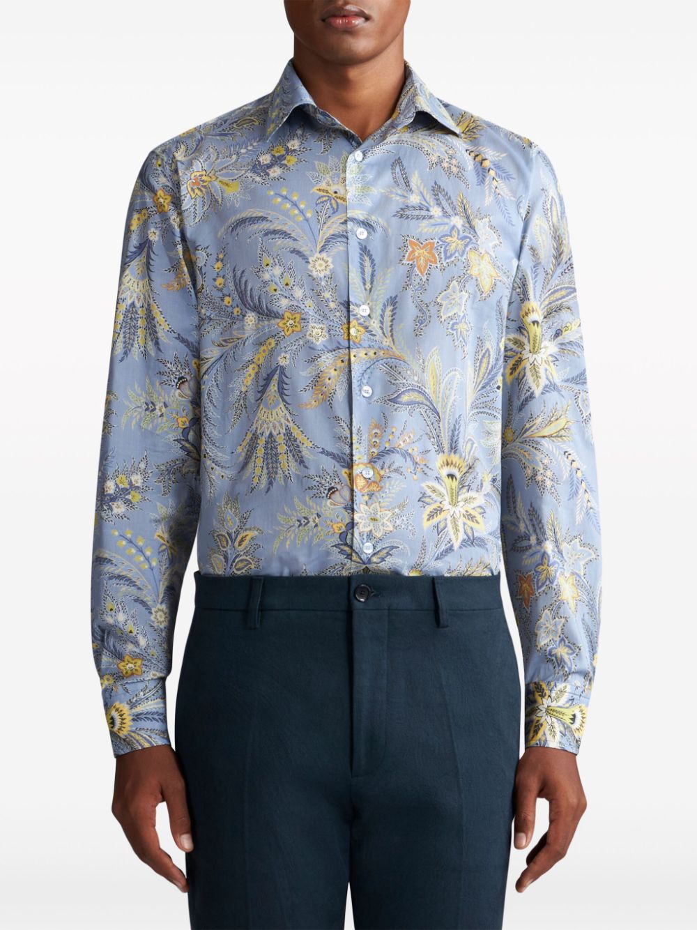 ETRO Katoenen overhemd met paisley-print - Blauw