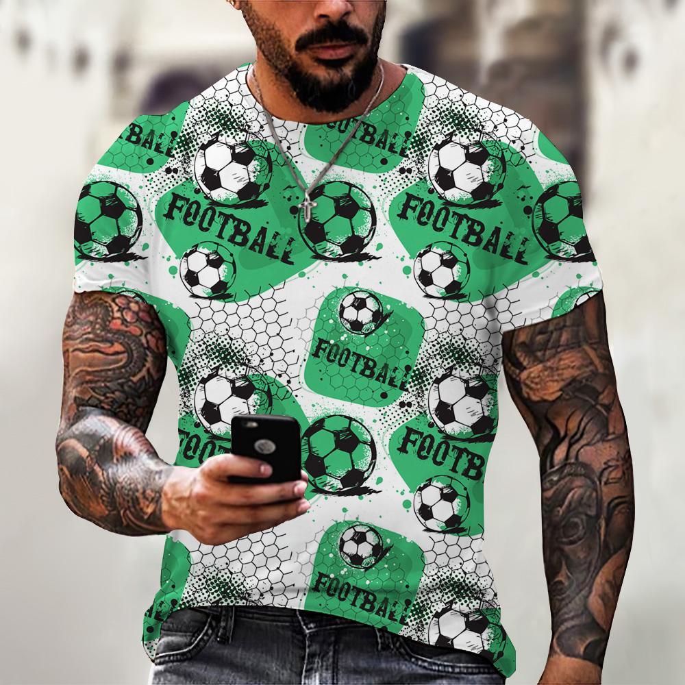 FengFeng Net Summer Men's Oversized T-shirt Football 3D Print Fashion Unisex T-shirt Harajuku Short Sleeve Size Top