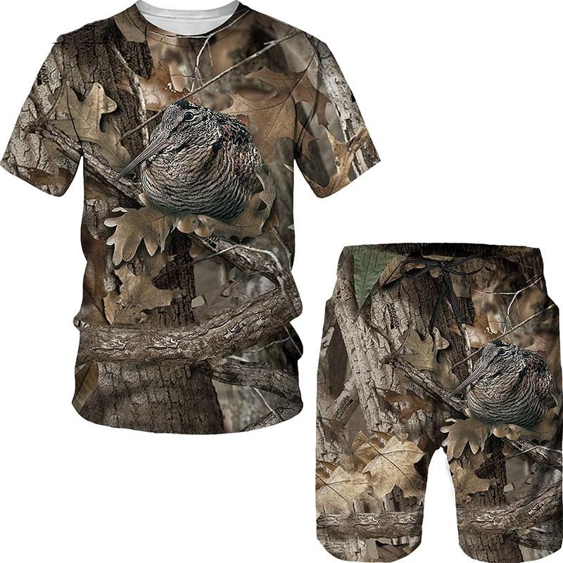 Bobby 2 Animal Wild Boar Fox 3D Print Camouflage Hunting T-Shirt Sets Fashion Men's Round Neck Tracksuit Oversized Pullover Men Clothing