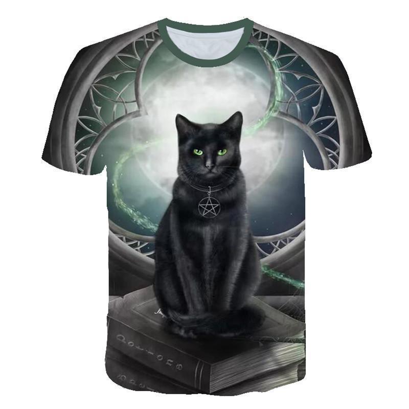 HerSight Men Summer Outfit Tee 3D Cat Print T Shirt Casual O Neck Short Sleeve Loose Tops Breathable Sportwear T Shirts
