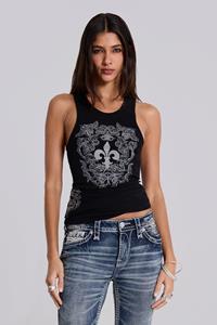 Jaded London Rock Revival Black Fleur De Lis Vest