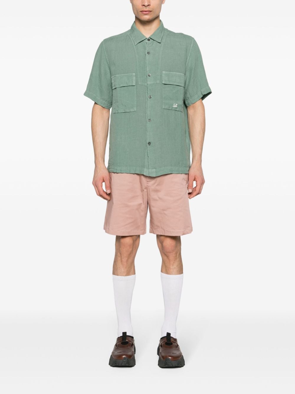 C.P. Company button-up linen shirt - Groen