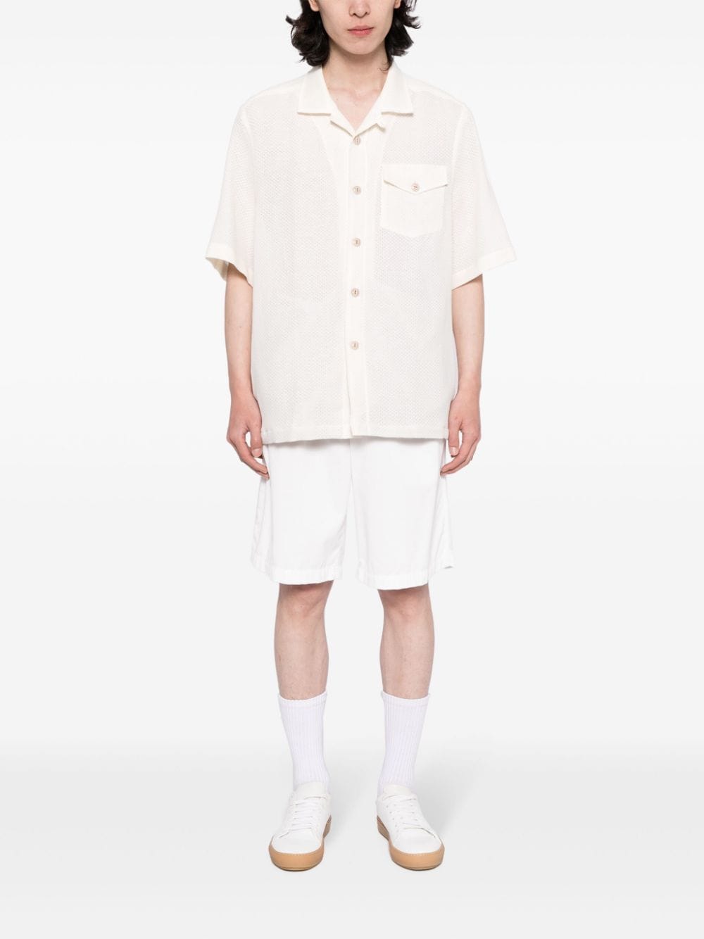 Eleventy Gebreid overhemd met korte mouwen - Wit