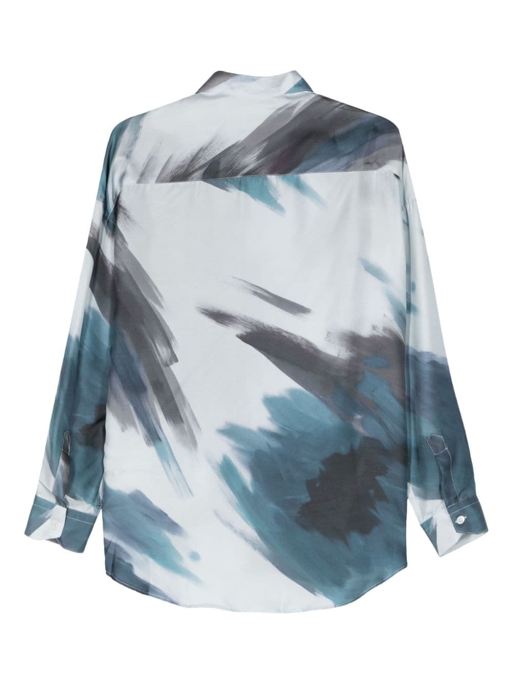 Costumein abstract-print silk shirt - Blauw