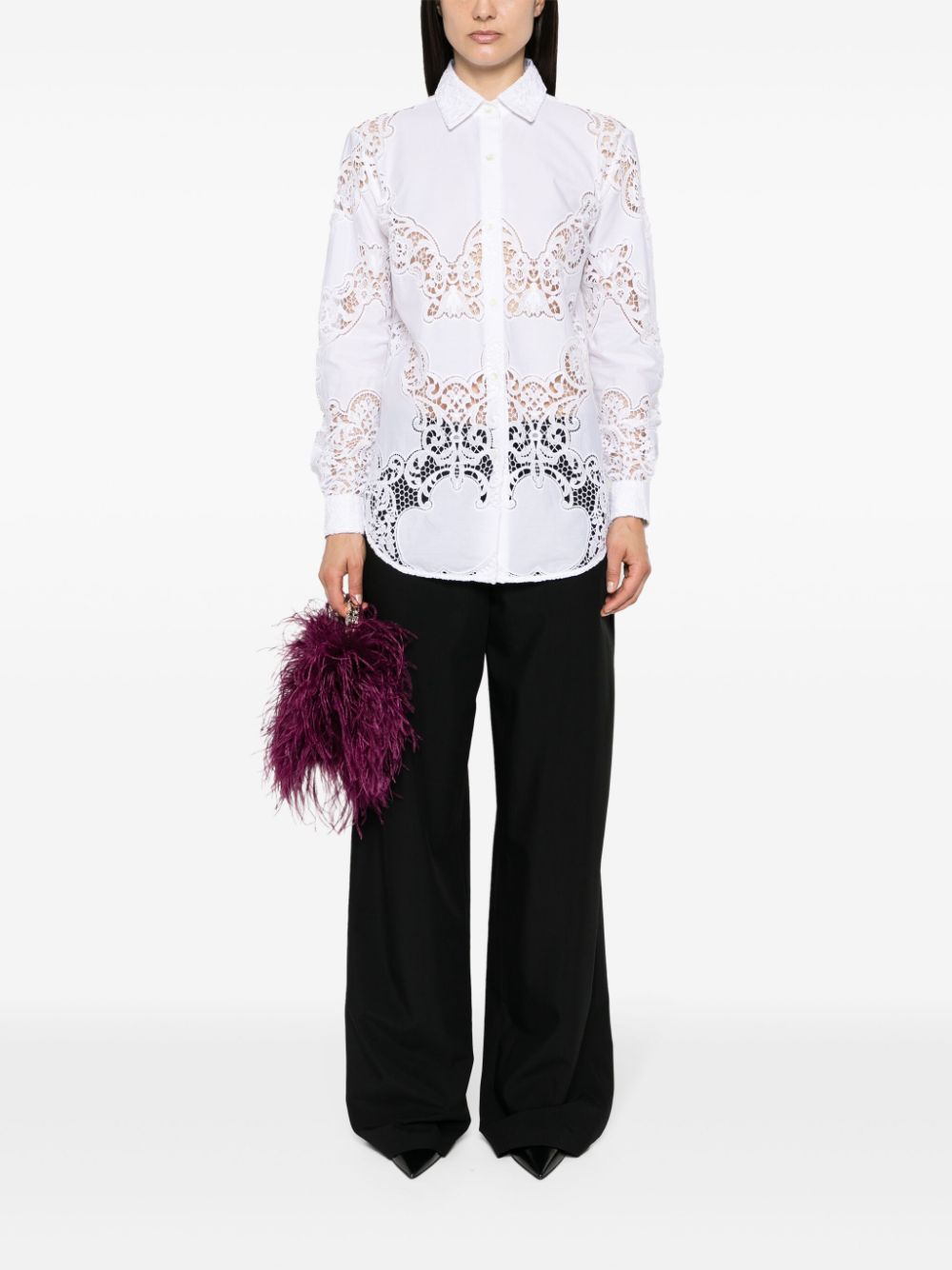 Magda Butrym panelled guipure-lace shirt - Wit