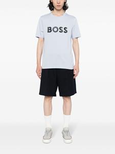 BOSS Katoenen T-shirt met logoprint - Blauw